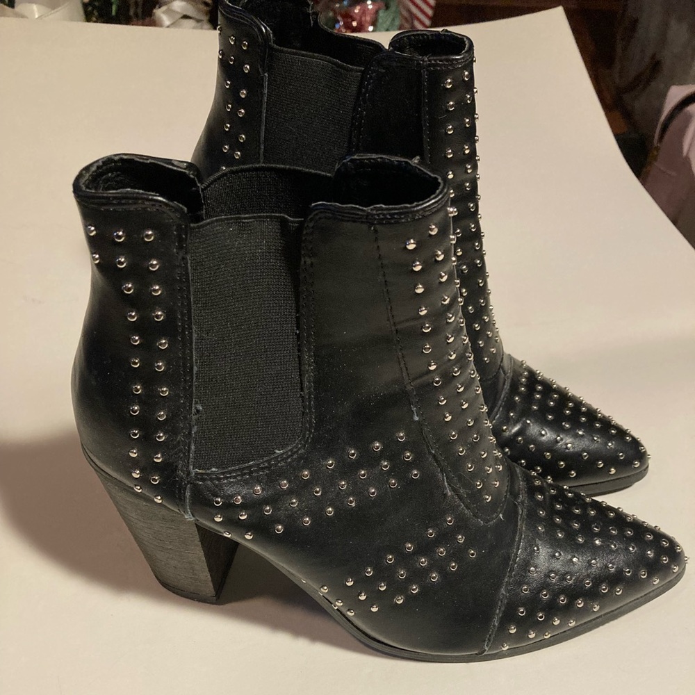 Glamorise Black Studded Ankle Boots